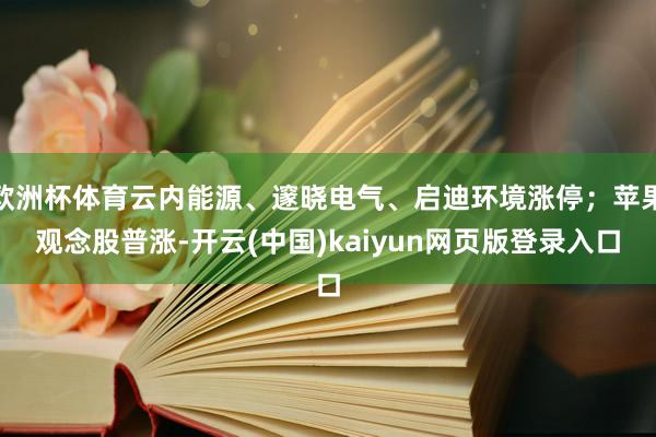 欧洲杯体育云内能源、邃晓电气、启迪环境涨停；苹果观念股普涨-开云(中国)kaiyun网页版登录入口
