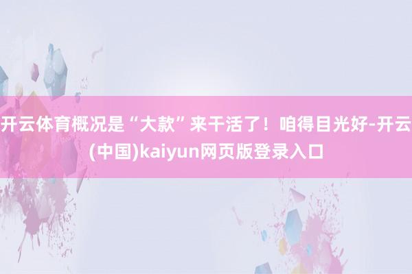 开云体育概况是“大款”来干活了！咱得目光好-开云(中国)kaiyun网页版登录入口